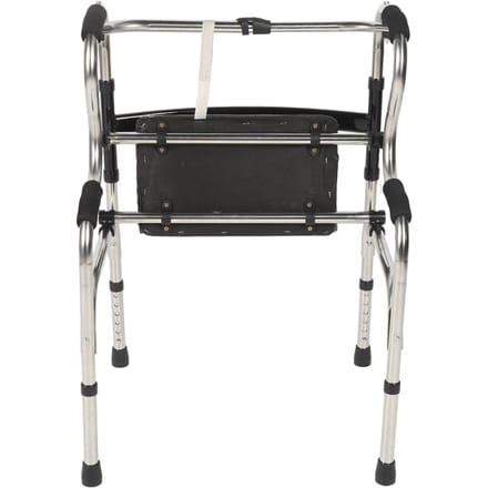 Opvouwbare loopwagen met PU-zitting, opsta-hulpen, 6 verstelbare hoogtes, 2 loopmodi, roestvrij staal black