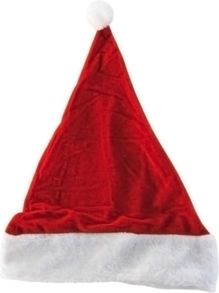 Pluche Kerstmuts rood met pompon rood met wit 30 x 45 cm