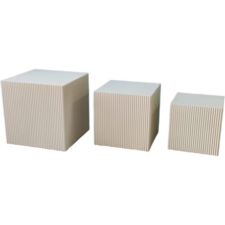 House Vitamin Set of 3 square sand mdf side tables / display pedestals – 29, 34 & 40 cm