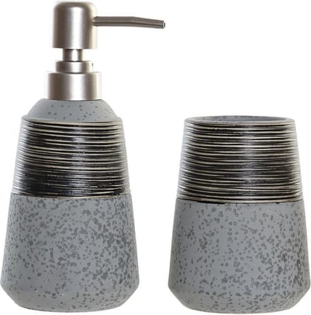 Items Zeeppompje - incl. beker - blauw-grijs - polystone - 18 cm - badkamer accessoires