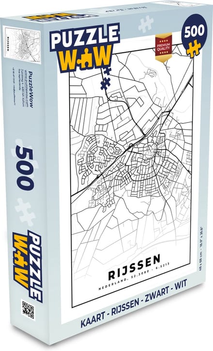 Puzzel Kaart - Rijssen - Zwart - Wit - Legpuzzel - Puzzel 500 stukjes