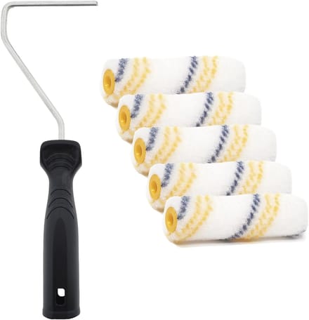 Verfrollers Set - Lakrollers Beugel - Muren Schilderen - Snel en Pluisarm - 10 cm - Wit