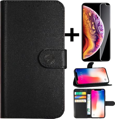 Super Rico Vitello Wallet Case Geschikt voor Samsung Galaxy A3 2017 zwart + gratis Screenprotector