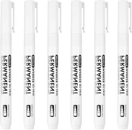 Permanent Markers, Acrylic Pens, 2 mm Wire Width, 6 Pieces, White, Quick-Drying, Waterproof, Quick-Drying, for Stone - ShopVlot
