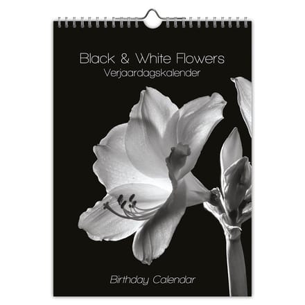 Black and white flowers verjaardagskalender - A4
