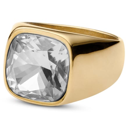 Len Crystal Goudkleurige Gravel Ring