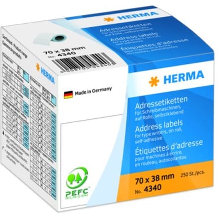 Etiket HERMA adres 4340 70x38mm op rol wit 250 stuks
