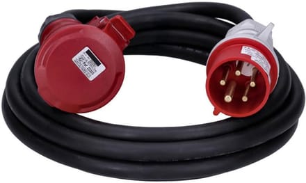 CEE Verlengkabel 5-polig 32A 400V H07RN Rubber 5m IP44