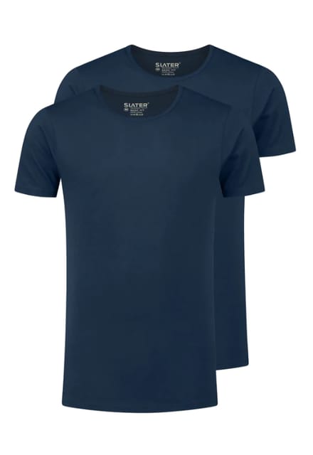 Slater 2-pack T-shirt Basic Extra Lang O-neck Donkerblauw (navy) - Maat 4XL - Heren - Extra lange T-shirts