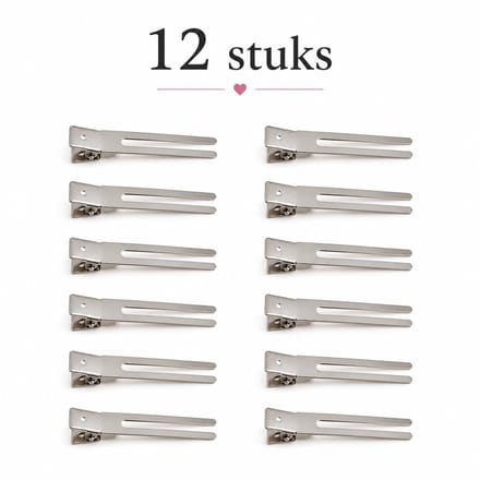 Haar in Stijl® 12 2-Benig Metal Clips Zilver - Haarklem Styling Tools