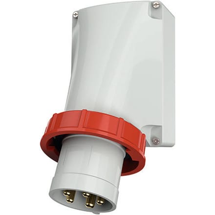CEE 5-polig Wandcontactdoos -opbouw - 63A 400V - schroefaansluiting - IP67 - Rood
