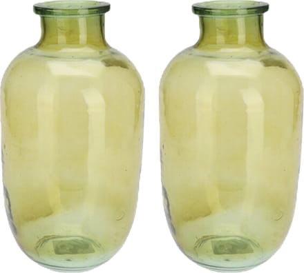 H&S Collection Bloemenvaas San Remo - 2x - glas - groen transparant - D18 x H35 cm