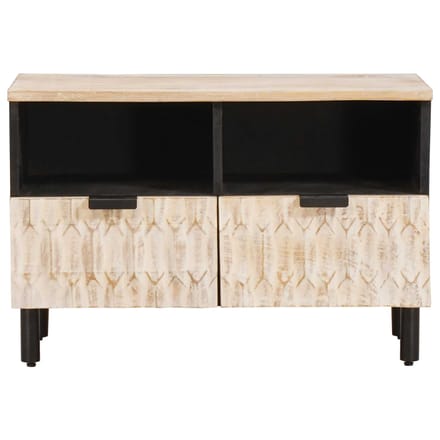 vidaXL - TV - Kast - Witte - Was - Afwerking - 70 - x - 33 - x - 46 - cm - Massief - Mango - Hout