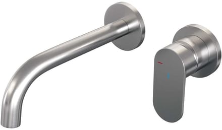 Brauer Brushed Edition Inbouw Wastafelmengkraan met Gebogen Uitloop en Rozetten Model C1 RVS Geborsteld PVD
