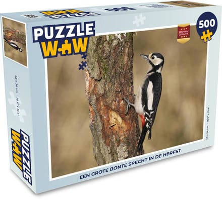 Puzzel Een grote bonte specht in de herfst - Legpuzzel - Puzzel 500 stukjes