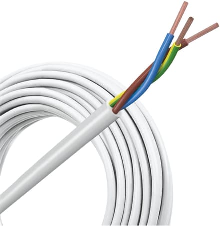 VMVL (H05VV-F) kabel 3x1.5mm2 wit per rol 100 meter