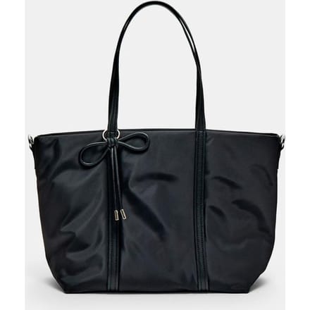 Stradivarius Geweven shopper met strik  Zwart OS