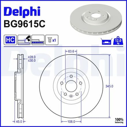 Remschijf DELPHI BG9651C, 1 stuk