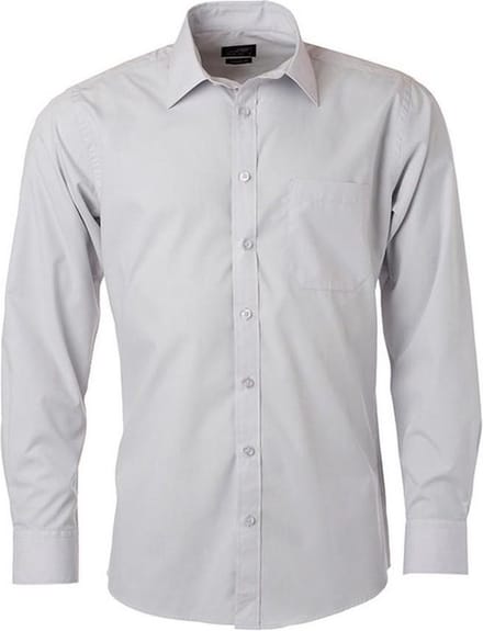 James and Nicholson Heren Longsleeve Poplin Shirt (Lichtgrijs)