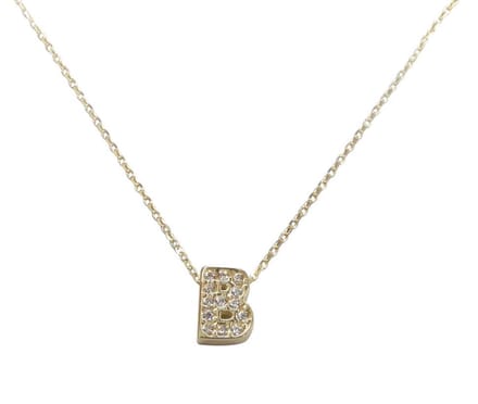 Gouden ketting met B zirkonia hanger