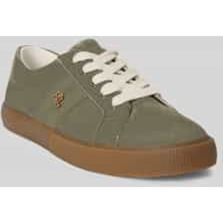 Sneakers van echt suède met logodetail