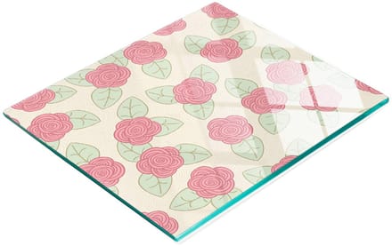 Decoratieve glazen serveerplank met rozenmotief, 60x52 cm