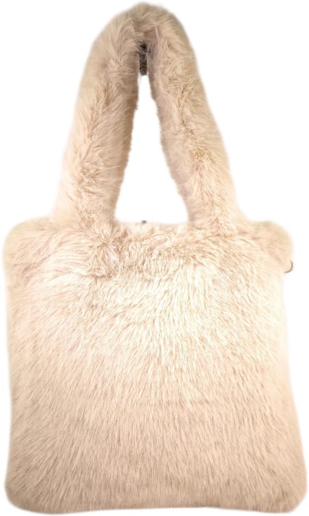 Qischa - schoudertas - hobo tas - fluffy - lange draagriem - beige
