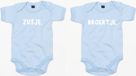 Rompertjes - Zusje & Broertje-Dusty Blue-3-6 Maanden