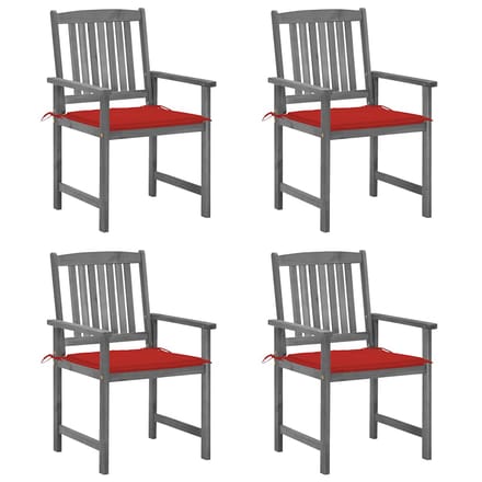 vidaXL - Tuinstoelen - 4 - st - met - kussens - massief - acaciahout - grijs