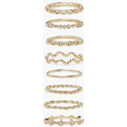 boohoo Dames Twist Wave Ring Pakket | Goud | Maat: Small