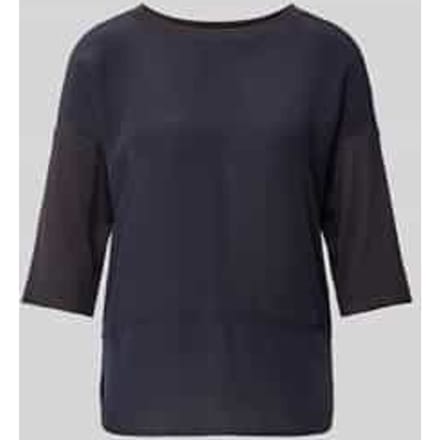 T-shirt met geribde ronde hals