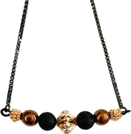 Ketting- Sita -zwart- lavasteen - Charme Bijoux