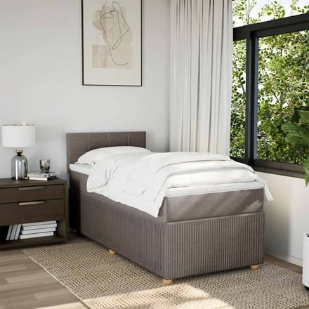 vidaXL - Boxspring - met - matras - stof - taupe - 90x190 - cm