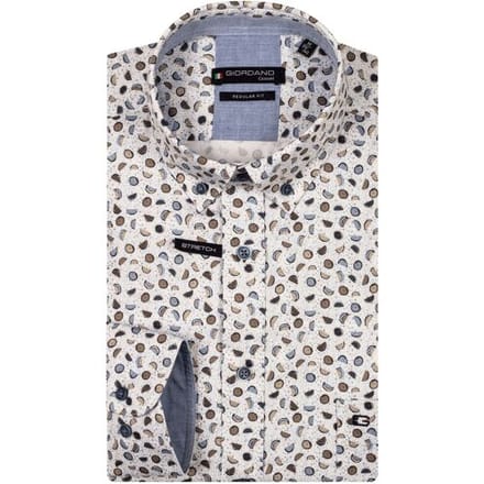 Giordano Overhemd Ivy Watermelon Fantasy Satin Subtle Stretch Navy-Multi / male