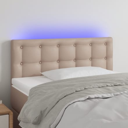 vidaXL - Hoofdbord - LED - 90x5x78/88 - cm - kunstleer - cappuccinokleurig