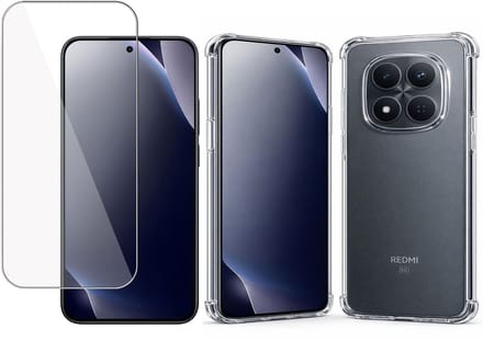 TechNow Hoesje + Screenprotector geschikt voor Xiaomi Redmi Note 15 Pro 4G – Gehard Glas – Extreme Shockproof Case – Transparant