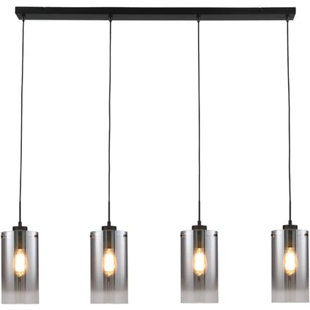Freelight Ventotto hanglamp, zwart/rook, lengte 125 cm, 4-lamps.