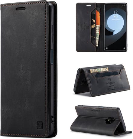 Luxe Flip Case met RFID Bescherming Kaarthouder en Magneetsluiting voor Xiaomi Redmi Note 9 Pro _ Zwart