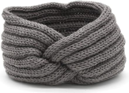 Dielay - Warme Gebreide Hoofdband - Oorwarmers - Grijs