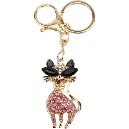 Strass Sleutelhanger Multifunctioneel Schattige Kat Vorm Meisje Bling Rugzak Sleutelhanger Rozeachtig roze