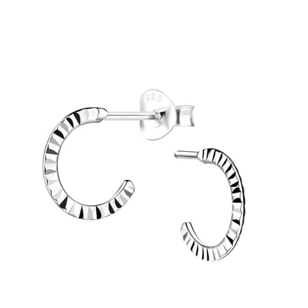 Joy|S - Zilveren oorringen stud - 10 mm - bewerking: diamond cut straight t90