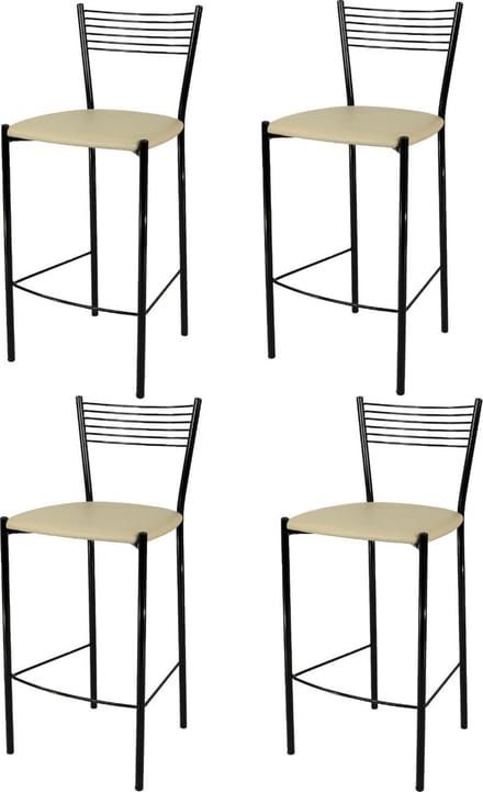 Tommychairs Elegance - Eetkamerstoelen - Set van 4 - Zwart & Beige - Kunstleer & Metaal