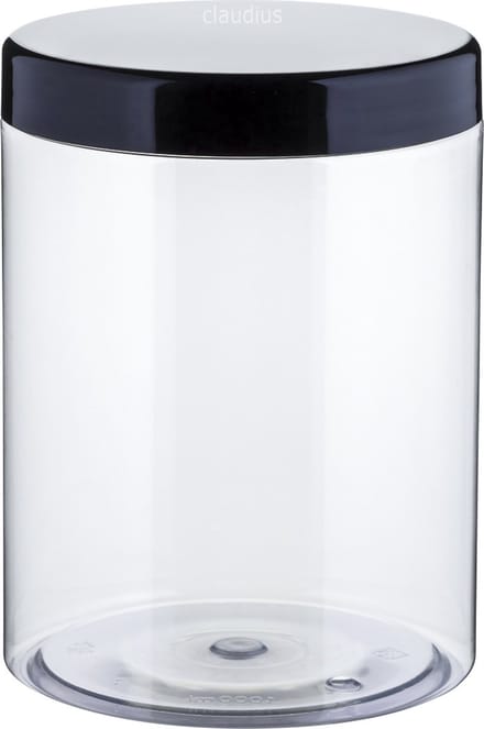 Lege Plastic Pot - 1 liter - PET - Transparant met zwarte deksel - set van 5 stuks - navulbaar - leeg