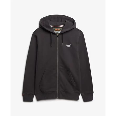 Superdry Essential Logo Half Brushed Zip Hoodie Black Grootte: M