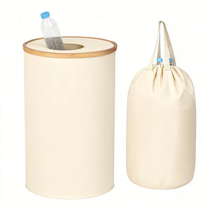 Statiegeld prullenbak - 100 l - met zak - beige