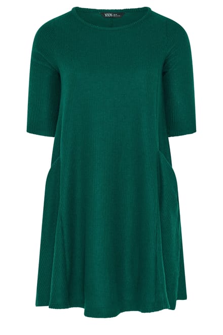 Yours Groene Gedrapeerde Jurk Met Zakken Size 46