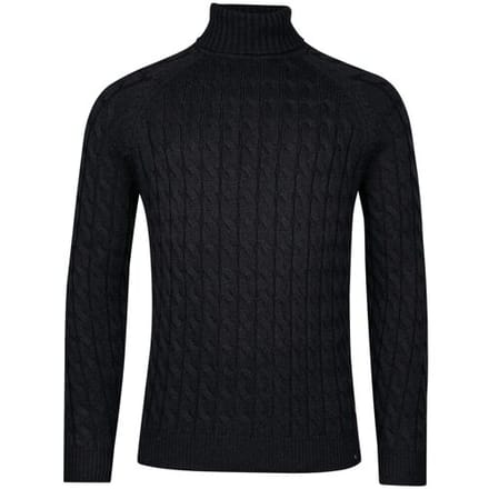 Baileys Trui Rollneck Lambswool Cable Knit Navy / male