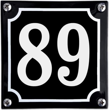 Zwart emaille huisnummer  - 89