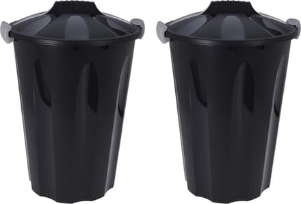 Storage Solutions wasmanden met deksel 2x stuks - 40L - zwart - kunststof