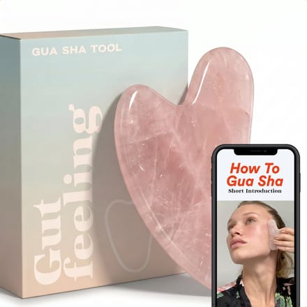 Gutfeeling - Gua Sha - Premium Jade Tool - Roze - 100% Rozenkwarts Steen incl. Giftbox & Video-Instructies